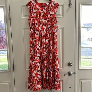 NWT.  Nine West maxi dress.  Orange, white, white, green floral.  Never worn.